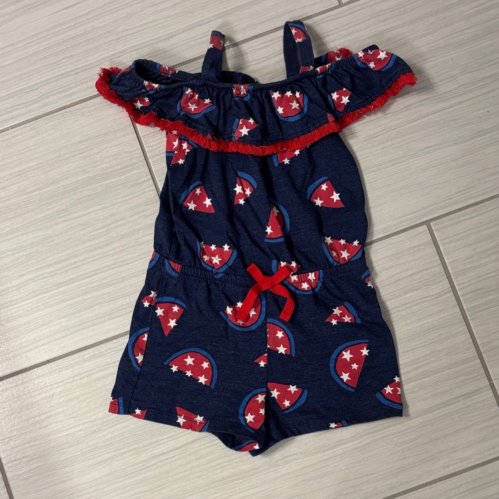 Girls Cat and Jack Navy Blue Star-Patterned Girls Romper